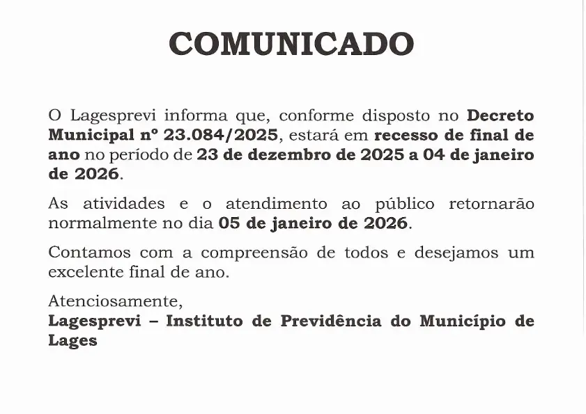 Comunicado de Recesso